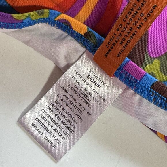 Trina Turk Floral Print Halter Bandeau Med Side Bottom Small Swim Bikini - Picture 7 of 8